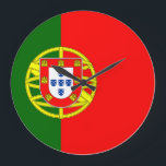 Grande Horloge Ronde Drapeau portugais<br><div class="desc">Produits World Flag personnalisables - N'hésitez pas à ajouter votre texte.</div>