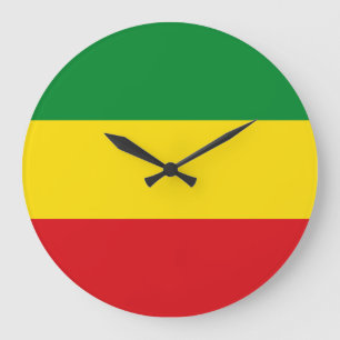 Grande Horloge Ronde Drapeau rastafari éthiopien Rasta