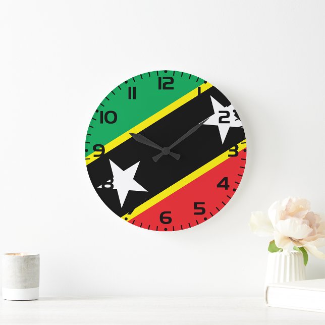 Grande Horloge Ronde Drapeau Saint-Kitts-Et-Nevis (Créateur téléchargé)