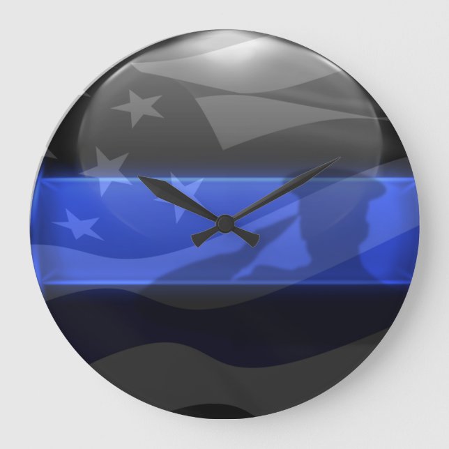 Grande Horloge Ronde Drapeau Salute Thin Blue Line (Recto)