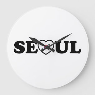 Grande Horloge Ronde Drapeau Seoul Love Heart Taegeukgi