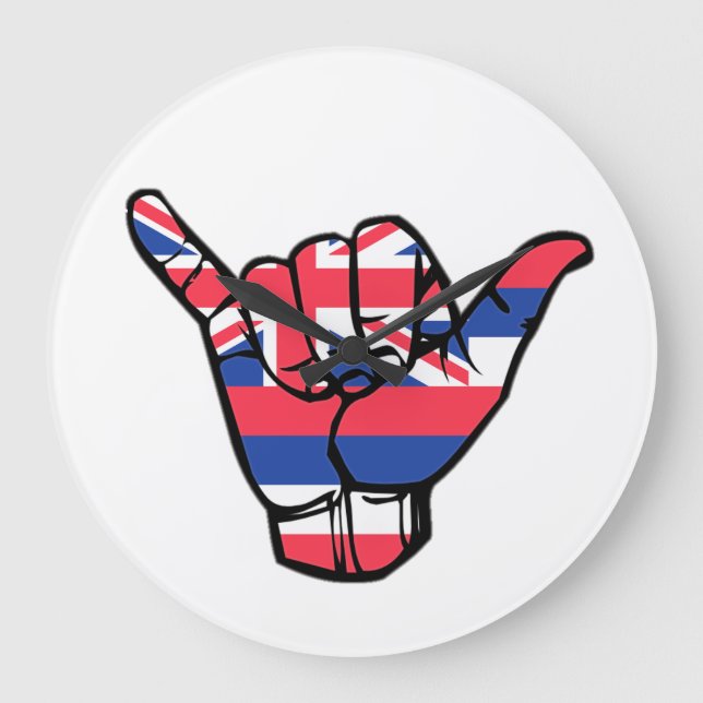 Grande Horloge Ronde Drapeau Shaka Hawaï (Recto)