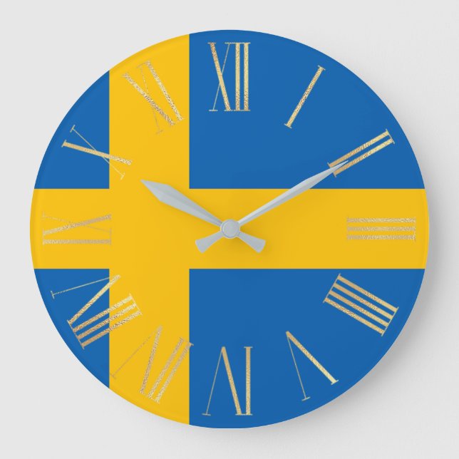 Grande Horloge Ronde Drapeau suédois Seden avec des chiffres romains d' (Recto)