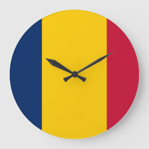Grande Horloge Ronde Drapeau Tchad
