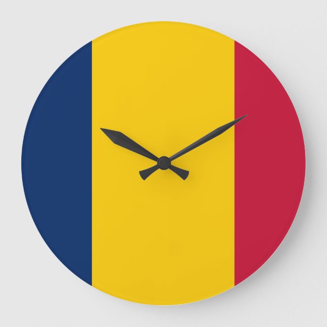 Grande Horloge Ronde Drapeau Tchad (Recto)