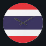 Grande Horloge Ronde Drapeau Thaïlande<br><div class="desc">Produits World Flag personnalisables - N'hésitez pas à ajouter votre texte.</div>