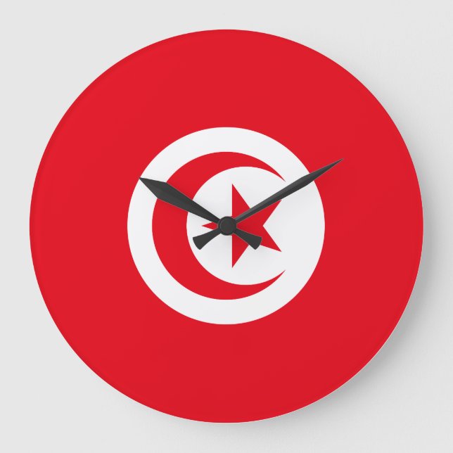 Grande Horloge Ronde Drapeau tunisien (Recto)