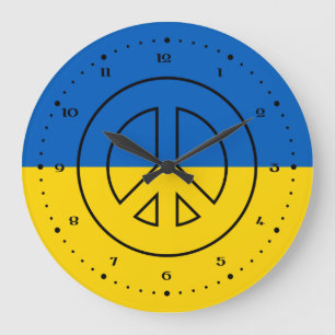 Grande Horloge Ronde drapeau ukrainien signe de paix