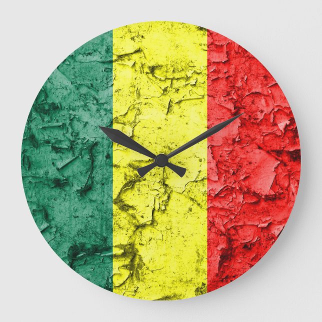 Grande Horloge Ronde Drapeau vintage de reggae (Recto)