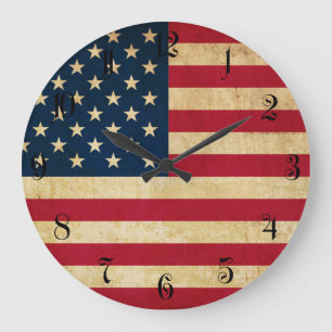 Grande Horloge Ronde Drapeau vintage patriotique américain