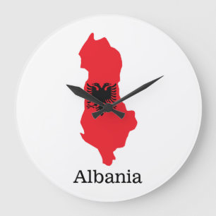 Grande Horloge Ronde Drapeaux et pays Albanie