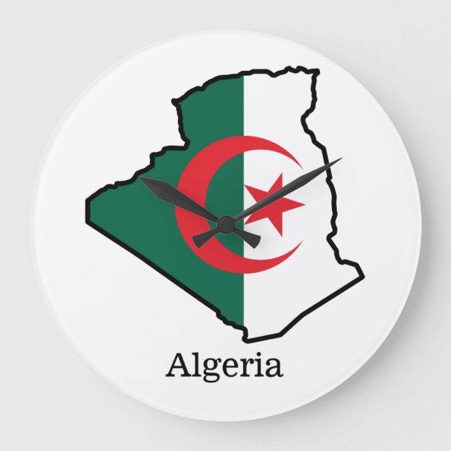 Grande Horloge Ronde Drapeaux et pays Algérie (Recto)
