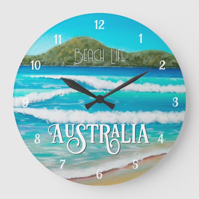 Grande Horloge Ronde Dreamy Beach Blue Waves Peinture Australie Grande (Recto)