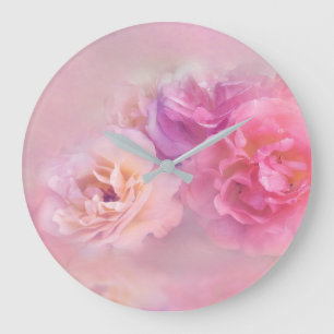 Grande Horloge Ronde Dreamy Pastel Roses