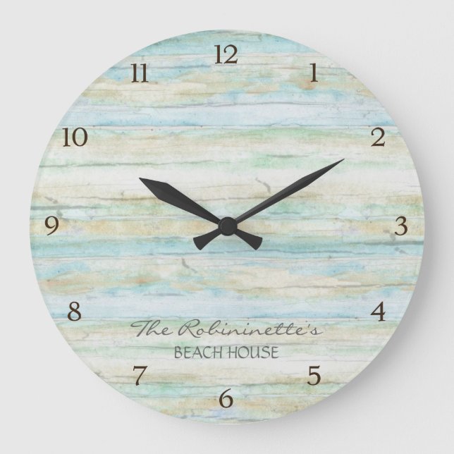 Grande Horloge Ronde Driftwood Ocean Beach House Plage Côtier (Recto)