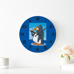 Grande Horloge Ronde Drôle Angry Penguin Cartoon Cool