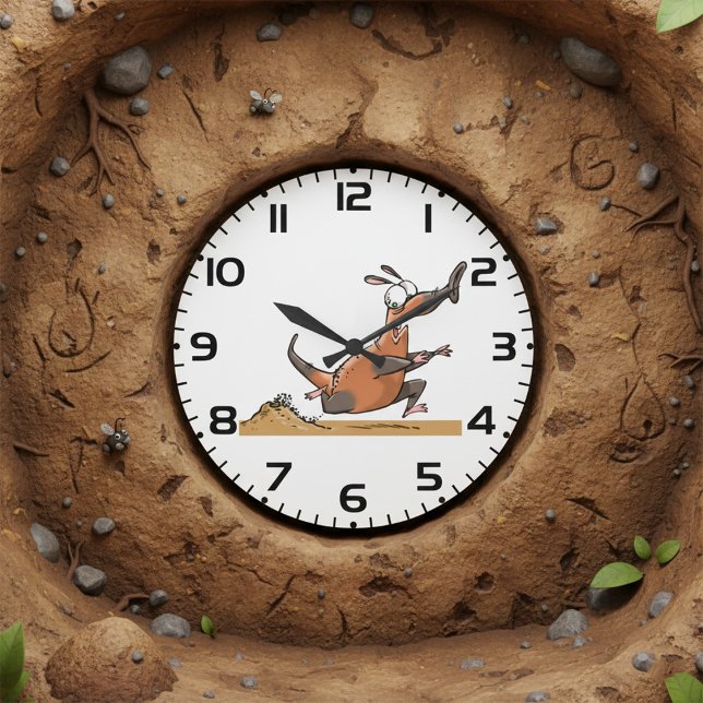 Grande Horloge Ronde Drôle Anteater Cartoon Quirky Running Animal (Créateur téléchargé)