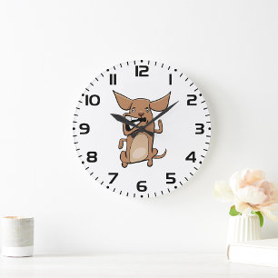 Grande Horloge Ronde Drôle Cartoon fou chien Hilarious mignon animal an