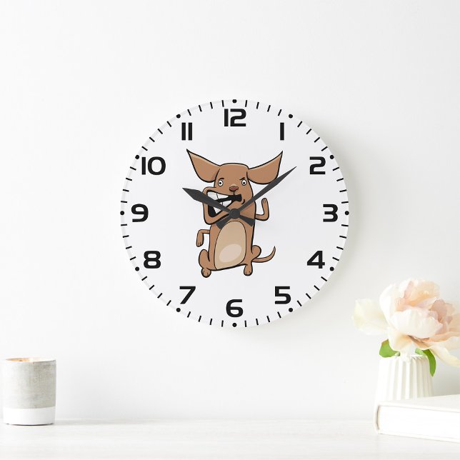 Grande Horloge Ronde Drôle Cartoon fou chien Hilarious mignon animal an (Créateur téléchargé)