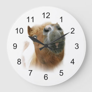 Grande Horloge Ronde Drôle cheval nosy
