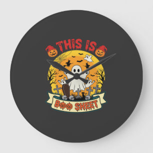 Grande Horloge Ronde Drôle de Halloween Boo Sheet Fantôme Cimetière