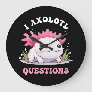 Grande Horloge Ronde Drôle I Axolotl Questions mignon Axolotls Kawaii