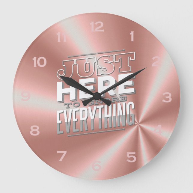 Grande Horloge Ronde Drôle Jeune Citation Filles Rose Gold Rose Chambre (Recto)