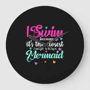 Grande Horloge Ronde Drôle Maid Citation De Nage Femmes Et Cadeau Fille