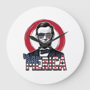 Grande Horloge Ronde Drôle Merica Patriotique Président Vintage Vecteur