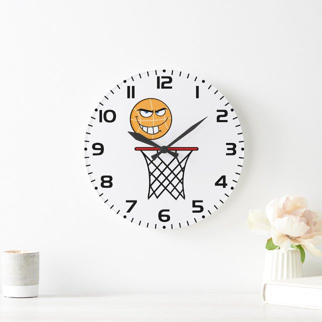 Grande Horloge Ronde Drôle souriant Basketball visage Dunking (Créateur téléchargé)