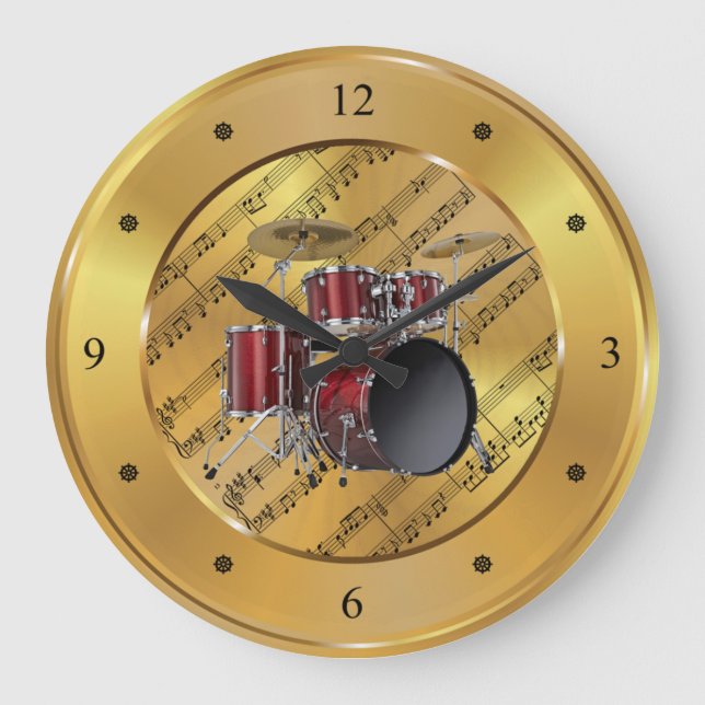 Grande Horloge Ronde Drum Set ~ Sheet Music ~ Gold Background ~ Unique (Recto)