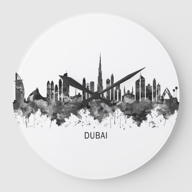 Grande Horloge Ronde Dubaï Skyline BW (Recto)
