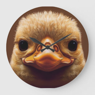 Grande Horloge Ronde Duck Life Like Portrait Beak with Yellow Feathers