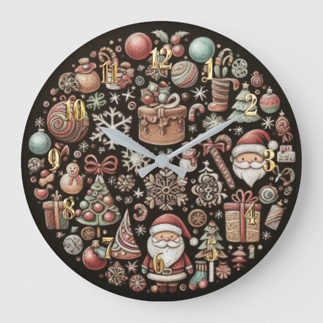 Grande Horloge Ronde Dur Pasteurs Dessiner Motifs de Noël (Recto)