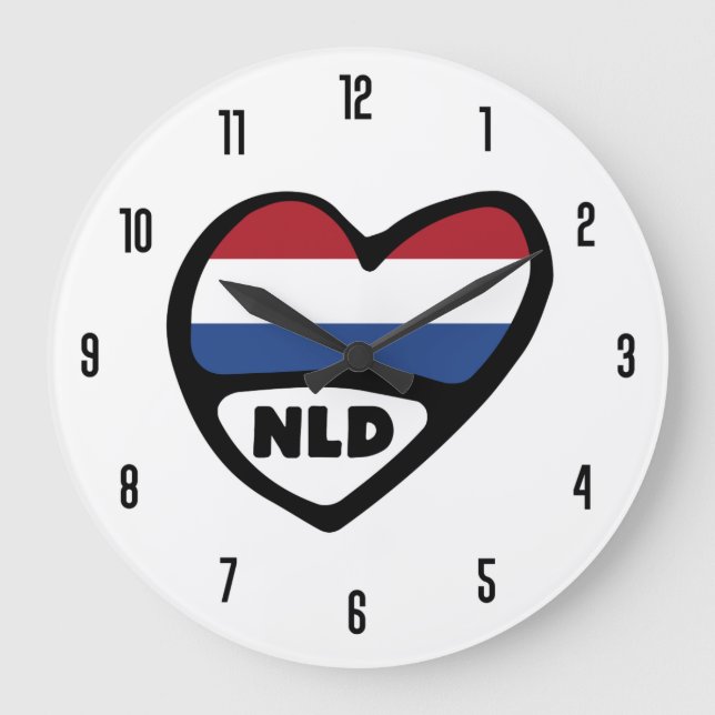 Grande Horloge Ronde Dutch Country Code NLD Flag Heart (Recto)