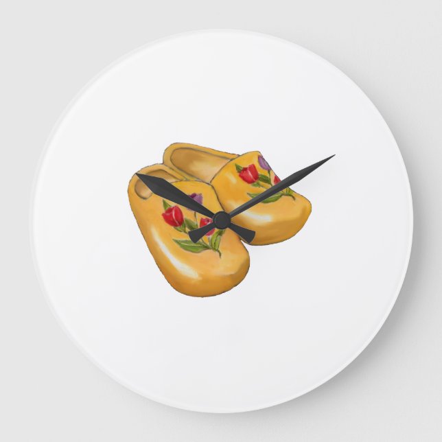Grande Horloge Ronde Dutch Wooden Shoes with Tulips, Klompen, Holland (Recto)