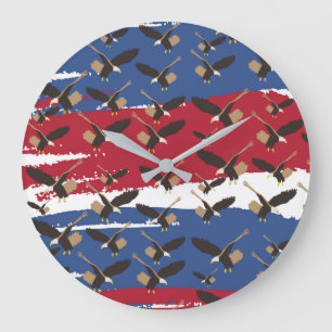 Grande Horloge Ronde Eagle Bird USA Patriotic American Flag