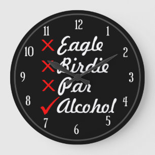 Grande Horloge Ronde Eagle Birdie Par Alcool Humour
