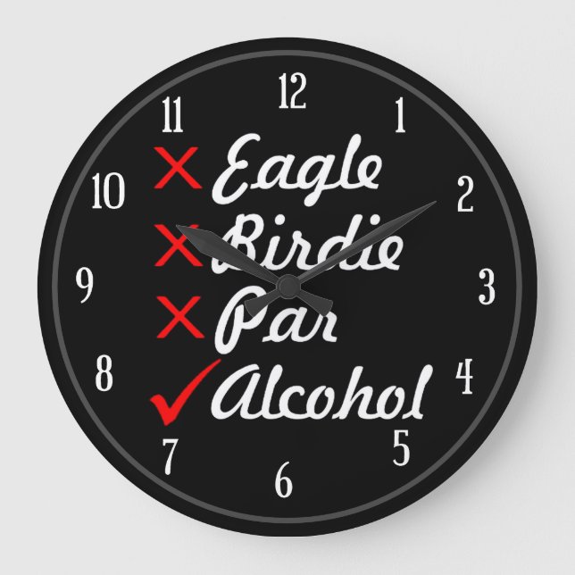 Grande Horloge Ronde Eagle Birdie Par Alcool Humour (Recto)