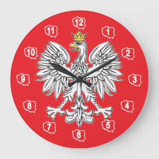 Grande Horloge Ronde Eagle polonais avec l'horloge murale de couronne