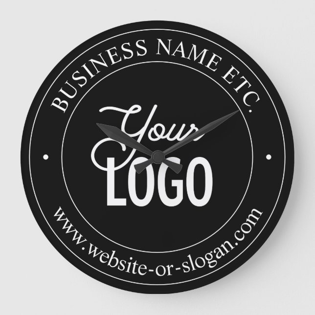 Grande Horloge Ronde Easy Logo Replacement & Customizable Text | Black (Recto)