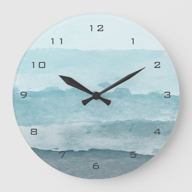 Grande Horloge Ronde Eau bleu mer Abstraite (Recto)