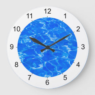 Grande Horloge Ronde Eau Bleue Fraîche