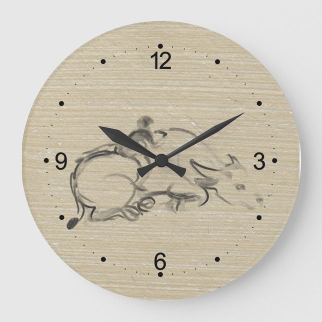 Grande Horloge Ronde Eau Buffalo Enfant Chinois Ox Année Anniversaire W (Recto)