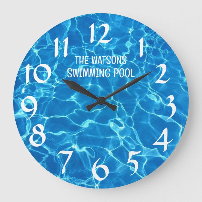 Grande Horloge Ronde Eau de la piscine personnalisée (Recto)