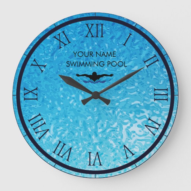 Grande Horloge Ronde Eau de la piscine personnalisée (Recto)