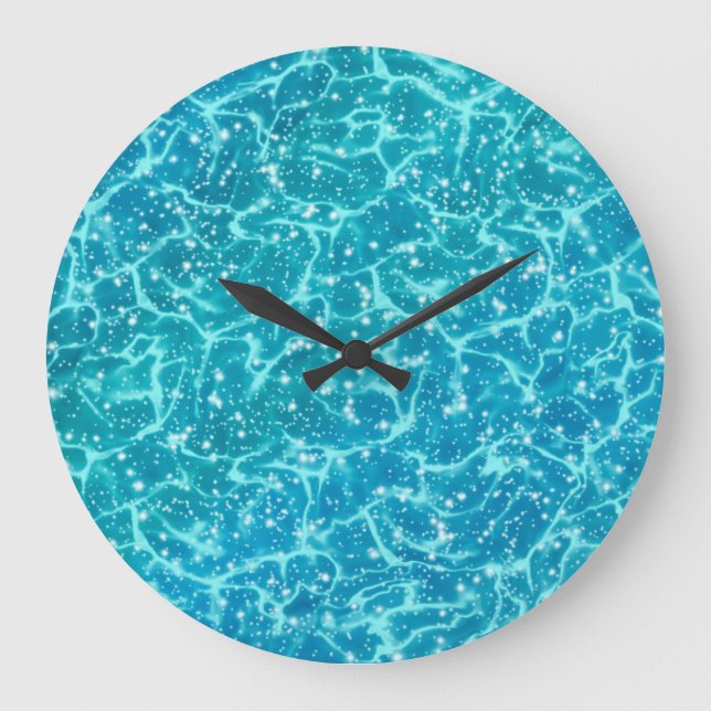 Grande Horloge Ronde Eau de mer bleue avec étincelles (Recto)