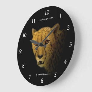 Grande Horloge Ronde Échanges de regards avec un magnifique chat guépar