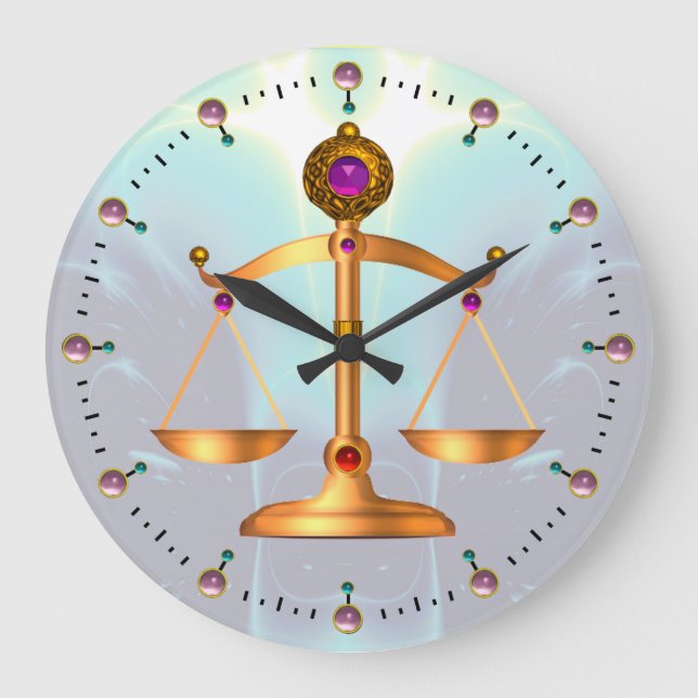 GRANDE HORLOGE RONDE ÉCHELLES D'OR DE LA LOI AVEC PIERRES GEM, SYMBOLE  (Recto)