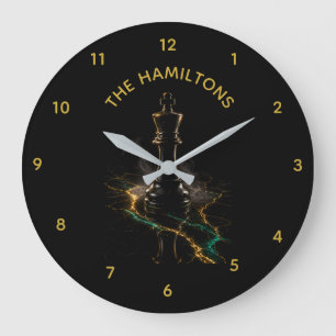Grande Horloge Ronde Échiquier de luxe Roi Émeraude Or Nom personnalisé